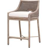 Adamo Counter Stool in Gray Cabana Loom, Pearl Fabric & Gray Mahogany